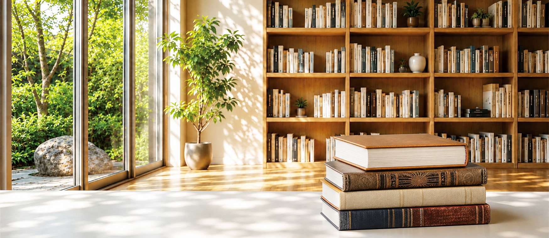 明るい室内に本棚と本が並ぶメインビジュアル